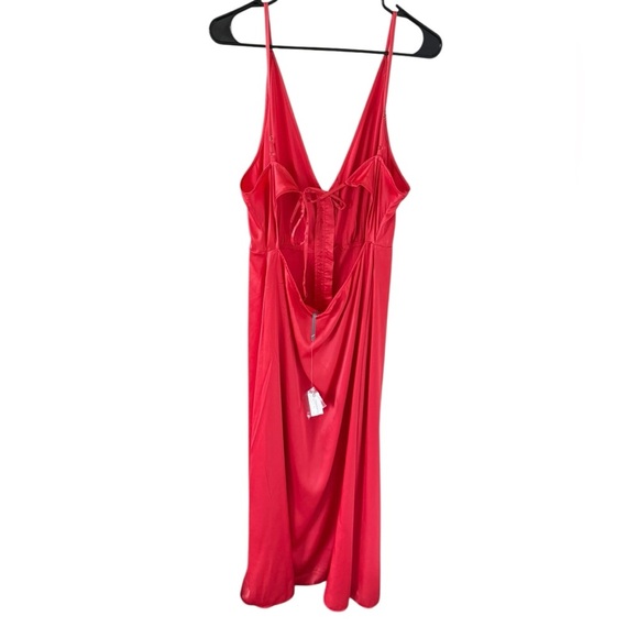 Anthropologie NEW Red Satin Button Front Slip Dress - Picture 2 of 8